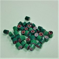 Millefiori 5/6 mm - Pacotes com 20g (COE 104) Verde Escuro / Flor