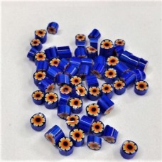 Millefiori 5/6 mm - Pacotes com 20g (COE 104) Azul Escuro / Flor